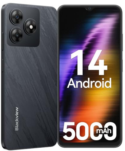 Blackview 2025 Smartphone Octa-Core Celluari, 5000mAh Batteria, 6.56 HD+Telefono Cellulare, 64GB ROM/2TB TF, 13MP Fotocamera, Face ID/4G Dual SIM /3 Slot/OTG/3.5mm Jack/Andriod 14