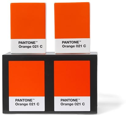 PANTONE Kerzenständer 2er-Set aus Porzellan – Fine China Kerzenhalter für Stabkerzen & Teelichter – skandinavisches Design,Orange 021C