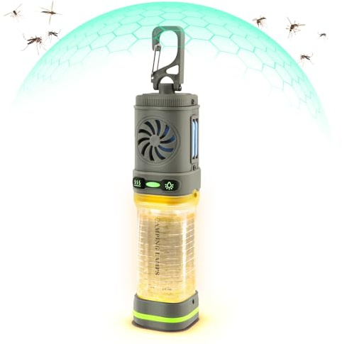 Joellfuner Repelente de Mosquitos Portátil, Antimosquitos Exterior con Lámpara de Camping, 5 Modalità di Illuminazione, 4800 mAh Batería Recargable per il campeggio, l'escursionismo (4800mAh)