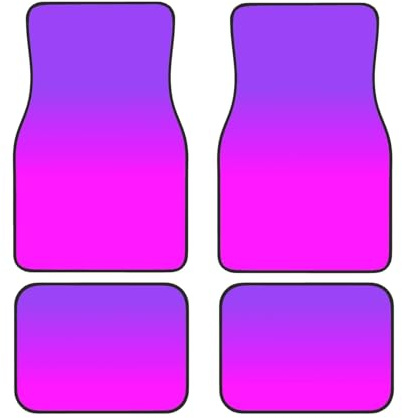 4-teilige Auto-Fußmatte in Neon-Lila und Pink mit Farbverlauf in Ombre-Farben, geeignet für Autos, LKWs, SUVs – Autozubehör mit leuchtenden Drucken