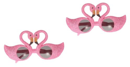 Healeved 2 Pièces lunettes flamant rose Plage lunettes de soleil flamant rose à paillettes flamme célibataire pour lunettes de soleil cotillons verres de fête en plastique