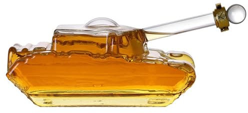 Panzer Karaffe für Whisky Liebhaber 500ml/1000ml/1500ml Whisky Flasche Glaskaraffe mit Verschluss für Whiskey Aufbewahrung Einzigartiger Geschenke für Männer Schnapsdekanter für Brandy Wodka(1500ml)