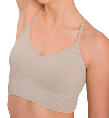 OCEANSAPART Maya Bra Sport BH Damen Gerippt ohne Bügel - Bralette für Yoga & Alltag - Nahtlos, Atmungsaktiv, Verstellbare Träger & Herausnehmbare Cups Sportoberteil Bustier Damen Fitness XS - XXL
