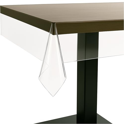 Transparente PVC Tischdecke elastisch viele Varianten durchsichtige Tischfolie Abwaschbar Wasserdicht Tischschutz Plastik Kunststoff Tischdecke ideal für Partys Garten UVM. (140x140cm Eckig)