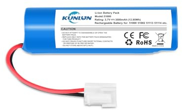 KUNLUN 3,7V 3500mAh Ersatzakku für Leifheit Dry&Clean für Fensterreiniger | Li-ion Akku für Leifheit Dry&Clean 51000 51002, 51113, 51114 Fenstersauger