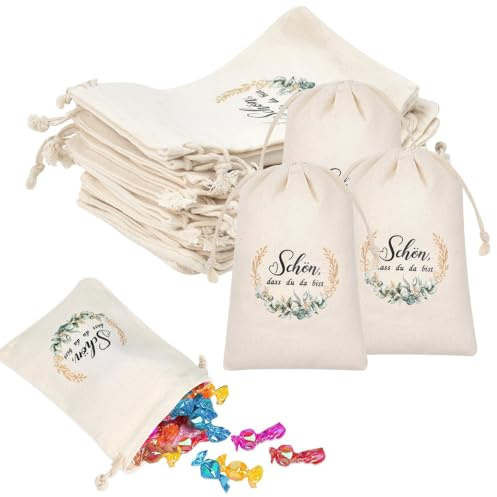 VGECEE 20 Stück Geschenktüten Stoff Klein Geschenktasche 16x10.5cm | Stoffbeutel klein Stoffsäckchen Baumwollbeutel geschenk Baumwollsäckchen Geschenksäckchen Geschenkbeutel,für Hochzeit