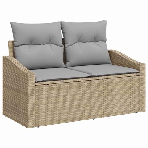 Vopese 7-teiliges Garten Sofa Set mit Kissen Beige Poly Rattan Akazie Lounge Sofa Outdoor Model3347777