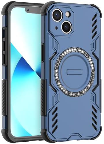 LVVFEI Case for iPhone 13 6.1 Inch, Compatibile with MagSafe, Magnetic iPhone 13 Phone Case with Shockproof, Ventilation Hole Design Magnetic Ring Slim Protective Case Cover - Blue