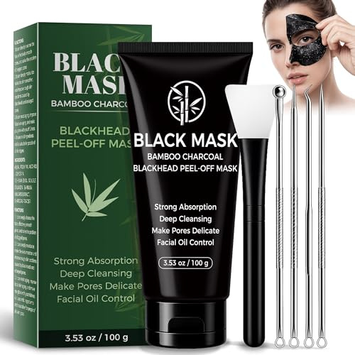 Blackhead Remover Mask with Activated Charcoal, Deep Cleansing Black Head Remover for Face, Blackhead Peel Off Face Mask to Remove Blackheads & Acne, Suitable for Men, Women, and All Skin Types
