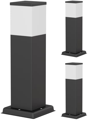 ledscom.de 3x Wegelicht/Pollerleuchte POLLY für außen, IP44, 35 cm, schwarz, 1x G9 max. 10W