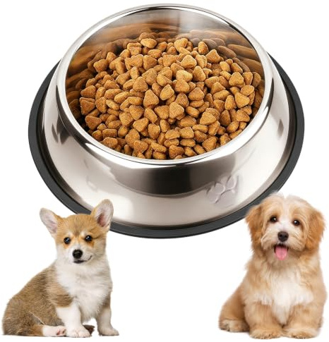 Gamelle pour Chien Surélevée, Gamelle Eau Chien Chat, Gamelles en Acier Inoxydable pour Chiens avec Base en Caoutchouc, gamelles de Base pour Chiens Moyens, Grands et Petits