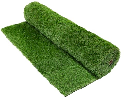 ECD Germany Kunstrasen-Rolle 100x600 cm 6m² Grün, Rasenteppich Outdoor wetterfest, 18mm, Grasmatte Meterware, Kunstgras wasserdurchlässig & UV-beständig, Kunstrasenteppich für Balkon Terrasse & Garten