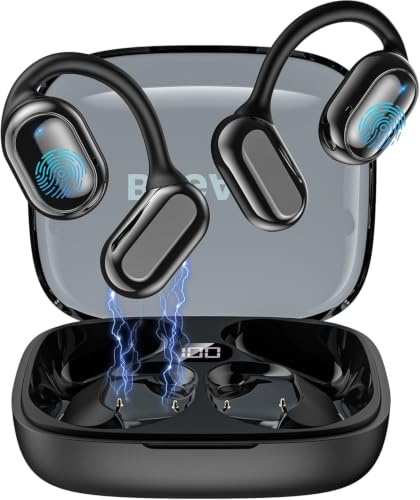 BUGANI Open Ear Headphones, Wireless Earbuds with Bluetooth 5.4 | Open Ear Earbuds for Running, IPX5 Waterproof,Lightweight,Sport Earphones for Workout,Fitness.Gym (Black)