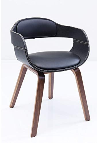 Kare Design Stuhl Costa Walnut, braun/schwarz, Bürostuhl, Esszimmerstuhl, Armlehne, Rückenlehne, Lederoptik, gepolstert, 75x53x51cm (H/B/T)