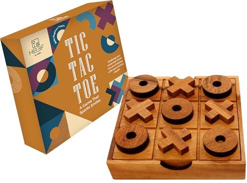 BSIRI Tic Tac Toe, XOX Spiel, tictactoe, Holzspiel – Kreuz und Kreis Denkspiel Geschenk für Erwachsene und Kinder, Familienspiele, klassisches Brettspiele, Holz, Knobelspiele, für Familien