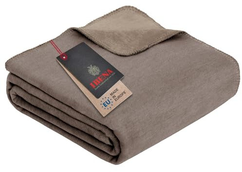 Ibena Dublin Kniedecke 100x150 cm - Kinderdecke Hellbraun Espresso, Kuscheldecke aus Baumwollmischung angenehm warm und kuschelig, hervorragende Qualität