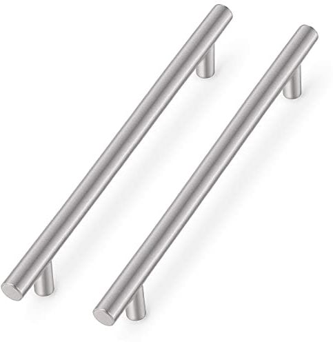 Probrico 5 Pack Brushed Nickel Stainless Steel Kitchen Cabinet T Bar Handle Furniture Drawer Pulls Cupboard Knobs (256mm Hole Centers - 320mm Long)