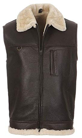 Hollert Herren Lammfellweste Weste Lederweste Fellweste FIRMINIUS mit Kragen Merino Lammfell