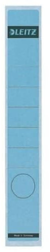 Leitz Rückenschild selbstklebend für Standard- und Hartpappe-Ordner, 10 Stück, 50 mm Rückenbreite, Langes und schmales Format, 39 x 285 mm, Papier, blau, 16480035
