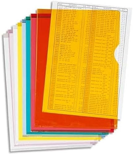 Exacompta 661200E 100er Pack PVC-Kunststoff Aktenhüllen. Für DIN A4 transparent glasklar farbig sortiert oben und seitlich offen Plastikhülle Klarsichthülle für Büro und die mobile Organisation