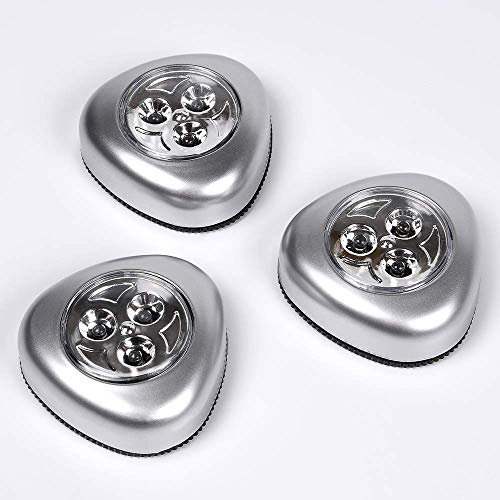 HEITECH LED Lichter 3er Pack für Innenbereich - batteriebetriebene Wandleuchte mit je 3 LEDs inkl. Batterien - Batterie Nachtlicht kabellos für Küche, Bad, Garage, Schrank