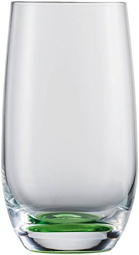 EISCH Jessica Becher, 350 ml, Hohes Trinkglas mit farbigem Boden, Handbemalt mit Hydroglasur, Kristallglas, Spülmaschinengeeignet, Grün