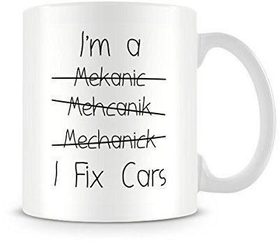Behind The Glass - I Fix Cars (Mechanic) - Printed Funny Mug - Great Gift/Present Idea, Ceramic, 11fl.oz.