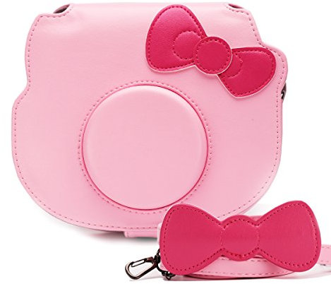 Hellohelio Fujifilm Étui pour appareil photo Motif Hello Kitty Avec sangle réglable Pour appareil photo instantané Fuji Instax (2014) Rose