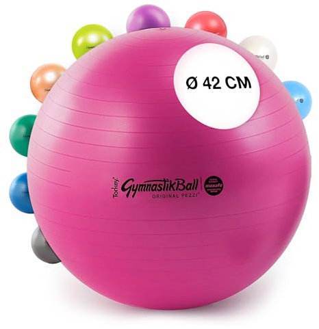 PEZZI Original Gymnastikball MAXAFE Fitnessball Sitzball Ball 42 cm rubinrot