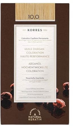 KORRES Argan Oil Colorant – ammoniakfreie Haarfarbe Platinblond 10.0 – 100% Grauhaarabdeckung & vegan für ein langanhaltendes Farbergebnis