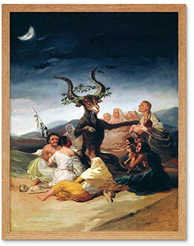 Wee Blue Coo Painting Fantasy Landscape Goya Witches Sabbath Art Print Framed Poster Wall Decor Kunstdruck Poster Wand-Dekor-12X16 Zoll