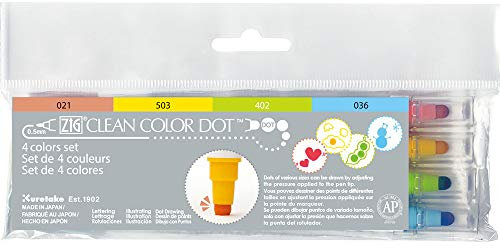 Zig Kuretake CLEAN COLOR DOT 4 colors set dual tip dot marker (TC-6100/4V)