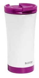 Leitz WOW Travel Mug, Stainless Steel, Thermal Insulation for Hot and Cold Beverages, Reusable - Purple