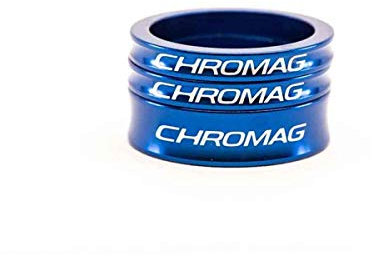 Chromag Spacer Abstandshalter für Mountainbike/MTB/Cycle/VAE/E-Bike Erwachsene, Unisex, Blau, 2 x 5 mm und 1 x 10 mm Durchmesser 1,1/8 Zoll