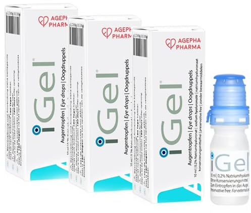 iGel® Augentropfen mit Hyaluronsäure - Bei trockenen, brennenden, tränenden Augen - Befeuchtung und Schutz - Frei von Konservierungsmitteln - Für alle Kontaktlinsen geeignet