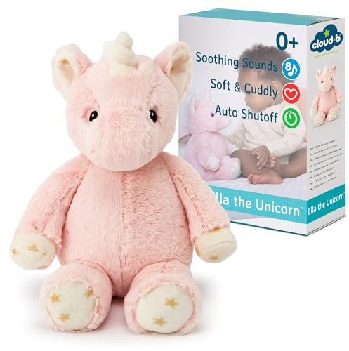 Cloud b Peluche Musicale Licorne Ella the Unicorn | Aide au Sommeil | Dès la Naissance | 8 sons apaisants | Minuteur