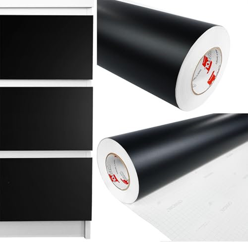 DecoMeister Möbelfolie selbstklebend 100x200 cm | Einfarbig Klebefolie für Möbel | Klebefolie Möbel - einfache Anwendung, ideal für die Renovierung von Küche oder Bad | Möbelfolie | Schwarz Matt