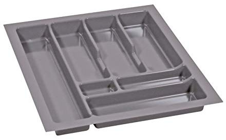 ALUSFERA Rangement pour Couverts 50 cm – Organisateur de Tiroirs avec Compartiments – Range-Couverts de Haute Qualité pour une Cuisine Bien Rangée – Ajustable et Facile à Nettoyer – 430x490mm Argent