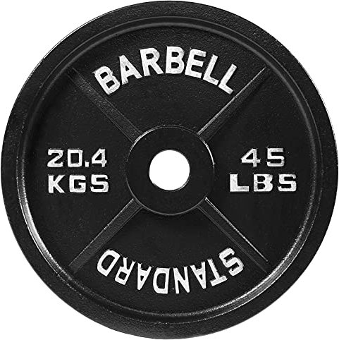 Signature Fitness BalanceFrom Cast Iron Plate Weight Plate for Strength Training and Weightlifting, Olympic Size, 2-Inch Center, 45LB Single