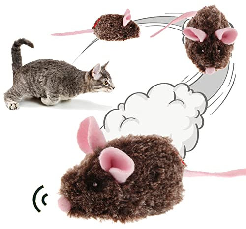 Suhaco Cat Toys Moving Mouse Interactive Kitty Toys Electronic Mice with Automatic Squeaky Cat Toy for Indoor Cats, Motion Activated Plush Moving Mouse Kitten Toy for Boredom