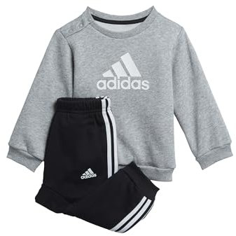 adidas H28835 I BOS LOGO JOG Tracksuit Unisex Top:medium grey heather/white Bottom:BLACK/WHITE Größe 0-3M
