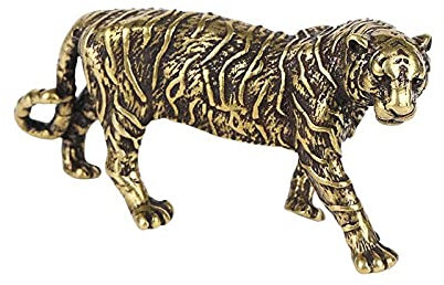 wlsdhjfo Skulptur Gartenfigur Massives Messing Große Tigerfiguren Reines Kupfer Tier Ornamente Tiger Modell Statue Miniaturen Schreibtisch Dekor Vintage Wohnkultur