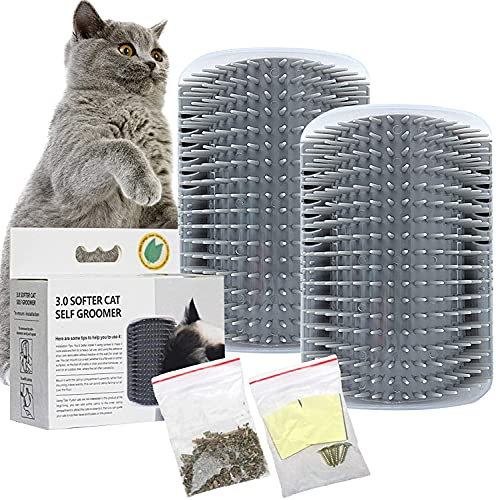 2 Stück Katzen-Kratzer für die Wand, mit Katzenminze, Massagekamm, Fellpflege, Haustierpflege, Massagebürste, Katzengesichtskratzer für Kätzchen mit langem und kurzem Fell