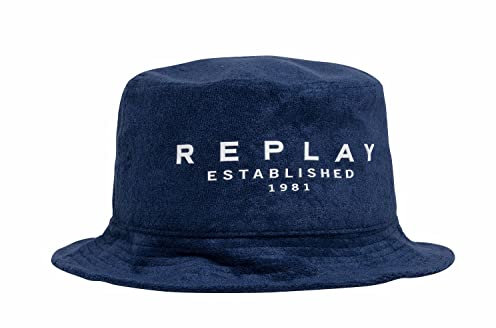 Replay Damen Bucket Hut mit Logo, Dk Night Blue 507 (Blau), L-XL