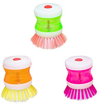 3 Pcs Pot Dish Brushes Soap Dispensing Palm Brushes Kitchen Washing Utensils with Soap Dispenser for Pot Pan Sink Cleaning