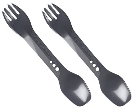 Lifeventure Ellipse Reusable Spork for Camping, Travel & Outdoor - 2-Pack - Graphite