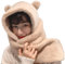 Damen Kawaii Bear Ear Beanie Mütze Schal 2 in 1 - Niedlich Winter Warm Sherpa Verdicken Fleece Fuzzy Japanische Flauschige Strickmütze Kappe (Beige), Beige, 7-7 1/8, Beige, 7-7 1/8