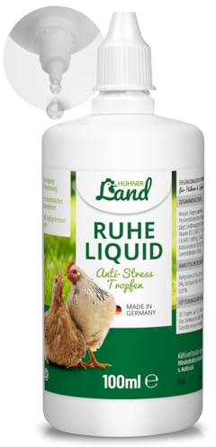 HÜHNER Land Ruhe Liquid für Hühner & Geflügel 100ml - Beruhigungstropfen I Entspanntes & ausgeglichenes Hühnerleben I Relax Tropfen mit Baldrian & Melisse I Beruhigung, Unruhe, Stress, Nervosität