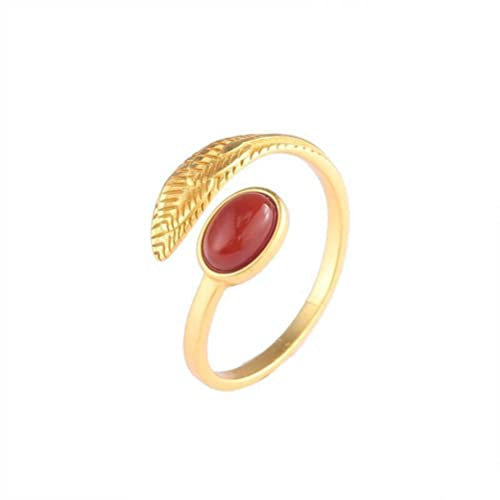 Feather Jade Sterling Silber Ring Südrotes Achat Weibliche Nephrite Ancient Gold Retro Chinesischer Stil Ring, Goldenes südrotes Achat, Einstellbare Öffnung