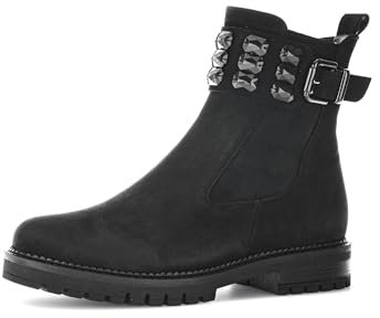 Gabor Damen Chelsea Boots, Frauen Stiefeletten,Wechselfußbett,Komfortable Mehrweite (H),Schlupfstiefel,Stiefel,schwarz (Mel.),41 EU / 7.5 UK